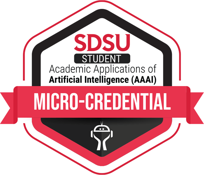 SDSU Student Academic Applications of AI Micro-credential badge