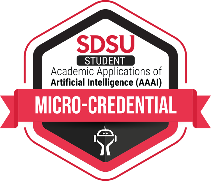 SDSU Student Academic Applications of AI Micro-credential badge