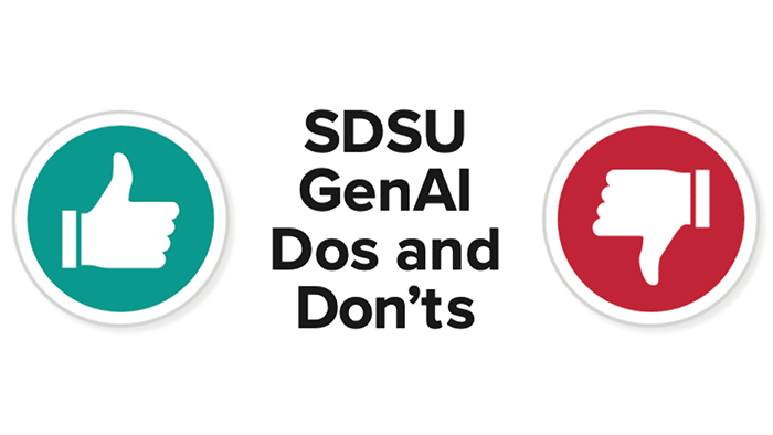 SDSU Generative AI Dos and Don'ts, a green thumbs up icon, and a red thumbs down icon